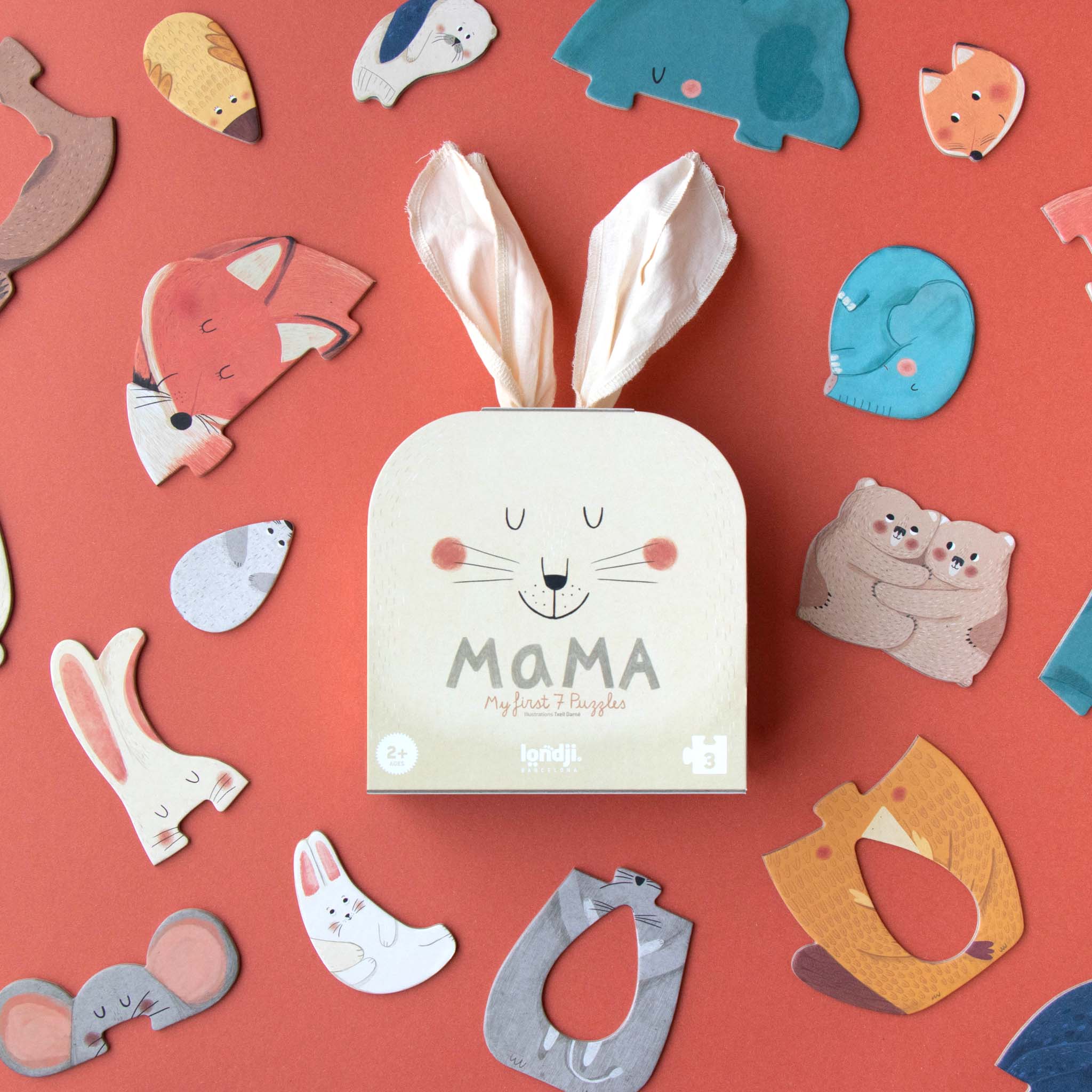 otter-bunny-cubs-elephant-mouse-fox-chick-babies-and-parent-puzzles-around-bunny-earred-box