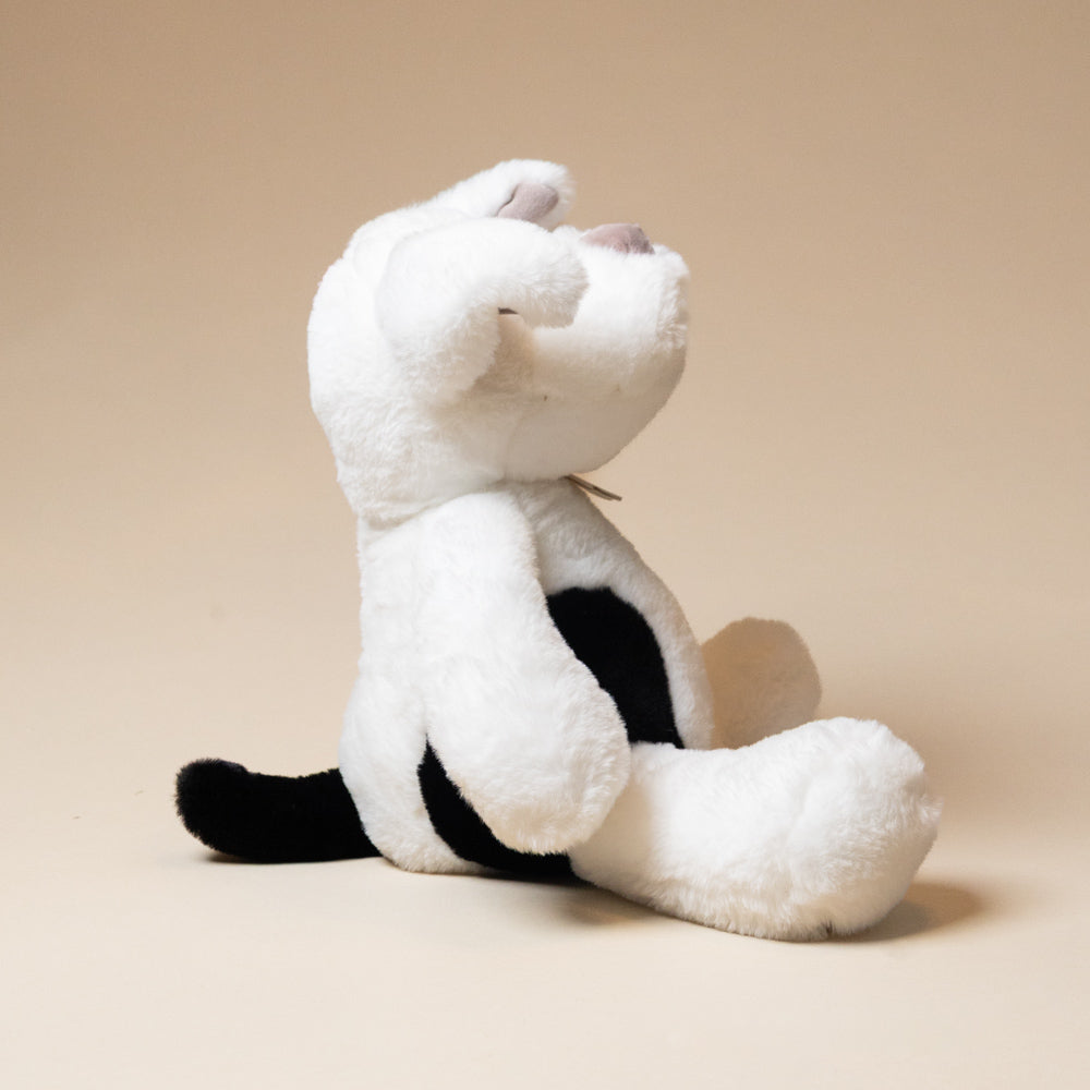 Plush noopy-dog  toy sitting on a beige background