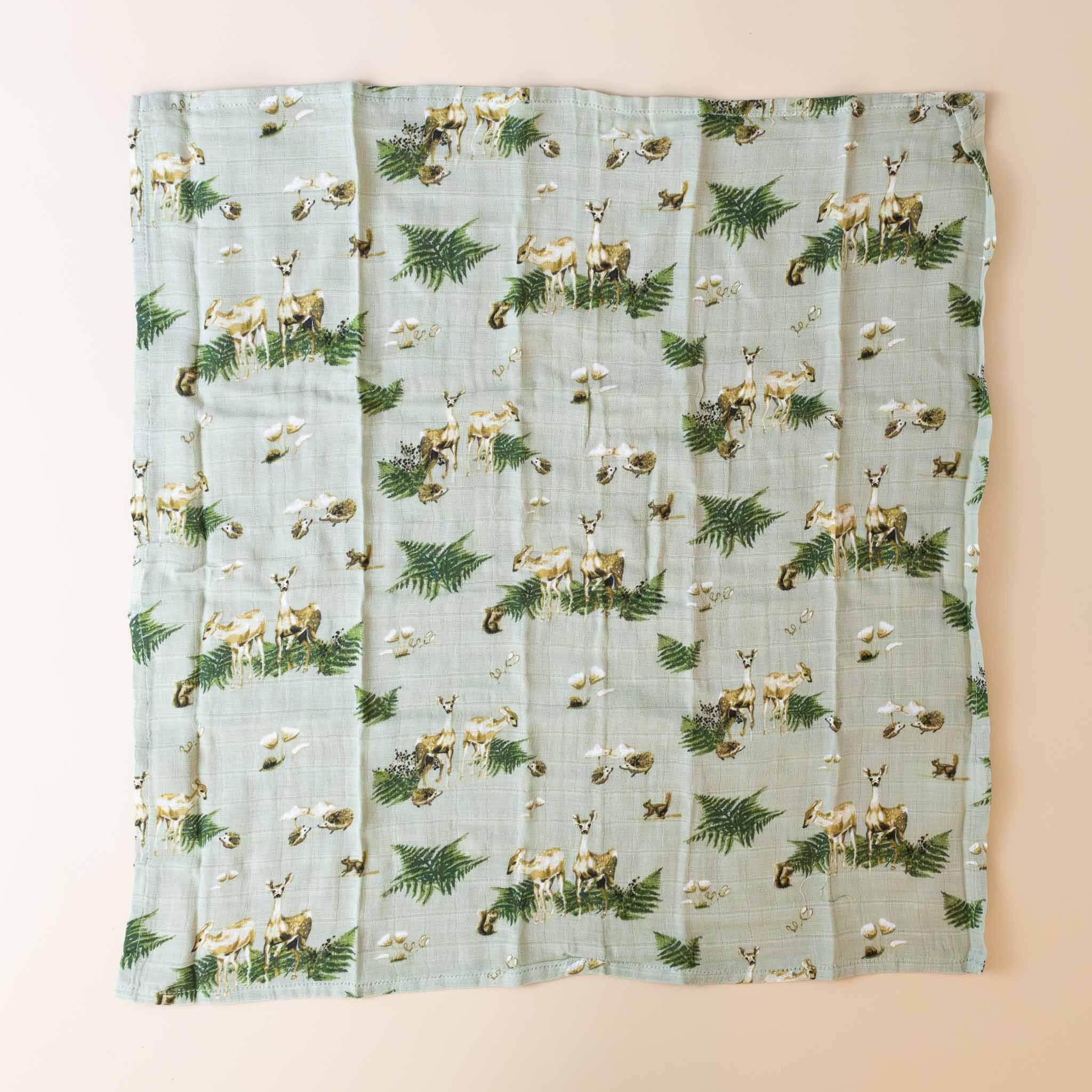 organic-cotton-swaddle-forest-party-green-print-with-forest-animals