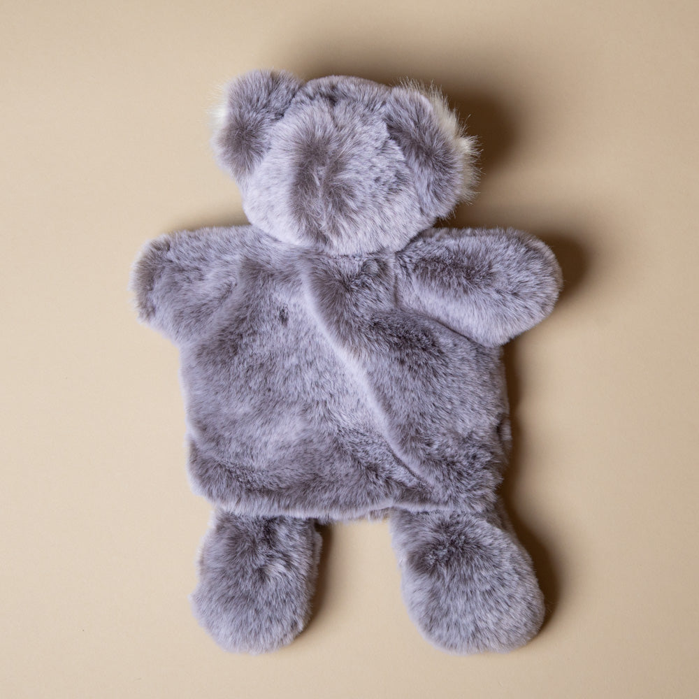 Gray plush petite-koala-bear-lovie on a beige background