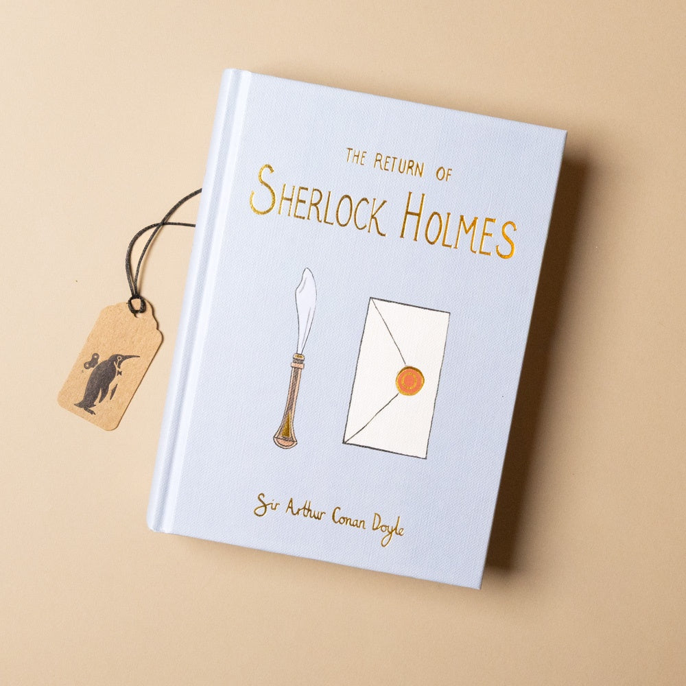 Book titled 'The Return of Sherlock Holmes' with illustrations on a beige background