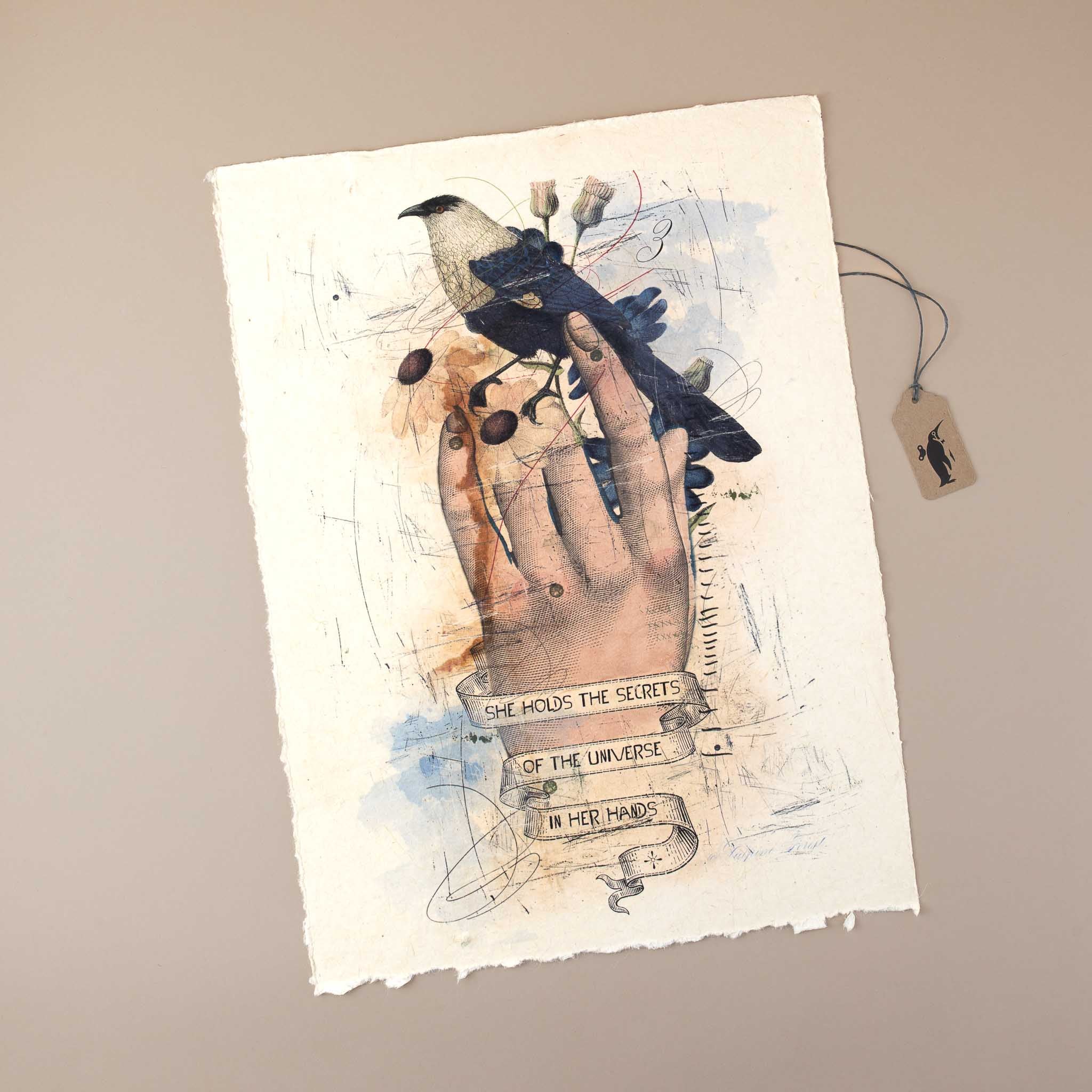 handmade-paper-with-illustration-of-hands-holding-a-bird-and-flowers